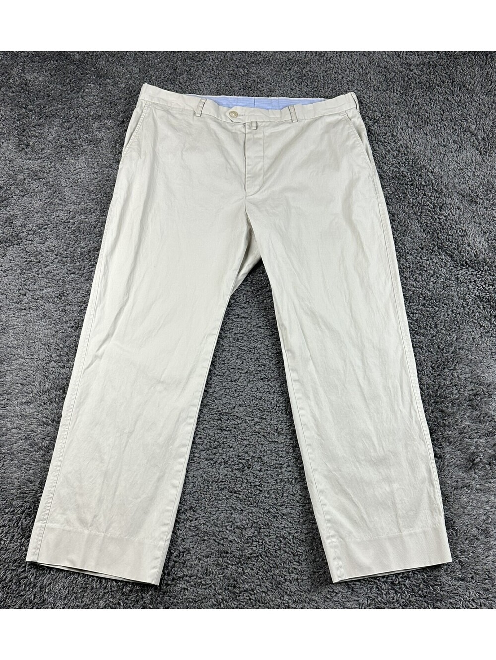Faconnable Mens Chino Pants Flat Front Beige Tan Cotton Stretch Trousers Sz 38